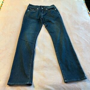 True Religion Ricky Relaxed Straight blue jeans size 30 white stitching